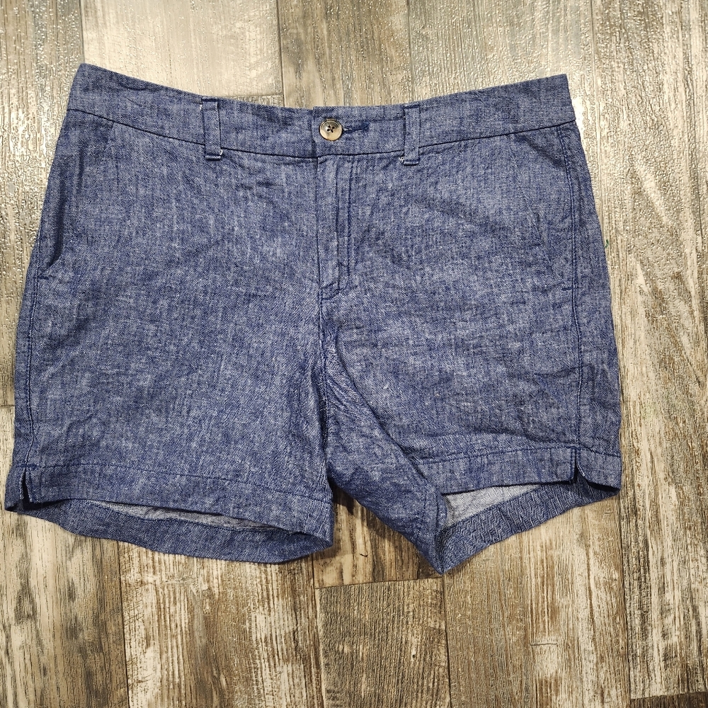 Old Navy Everyday Shorts | Women’s 10 | Blue Chambray Linen Blend - Picture 3 of 7